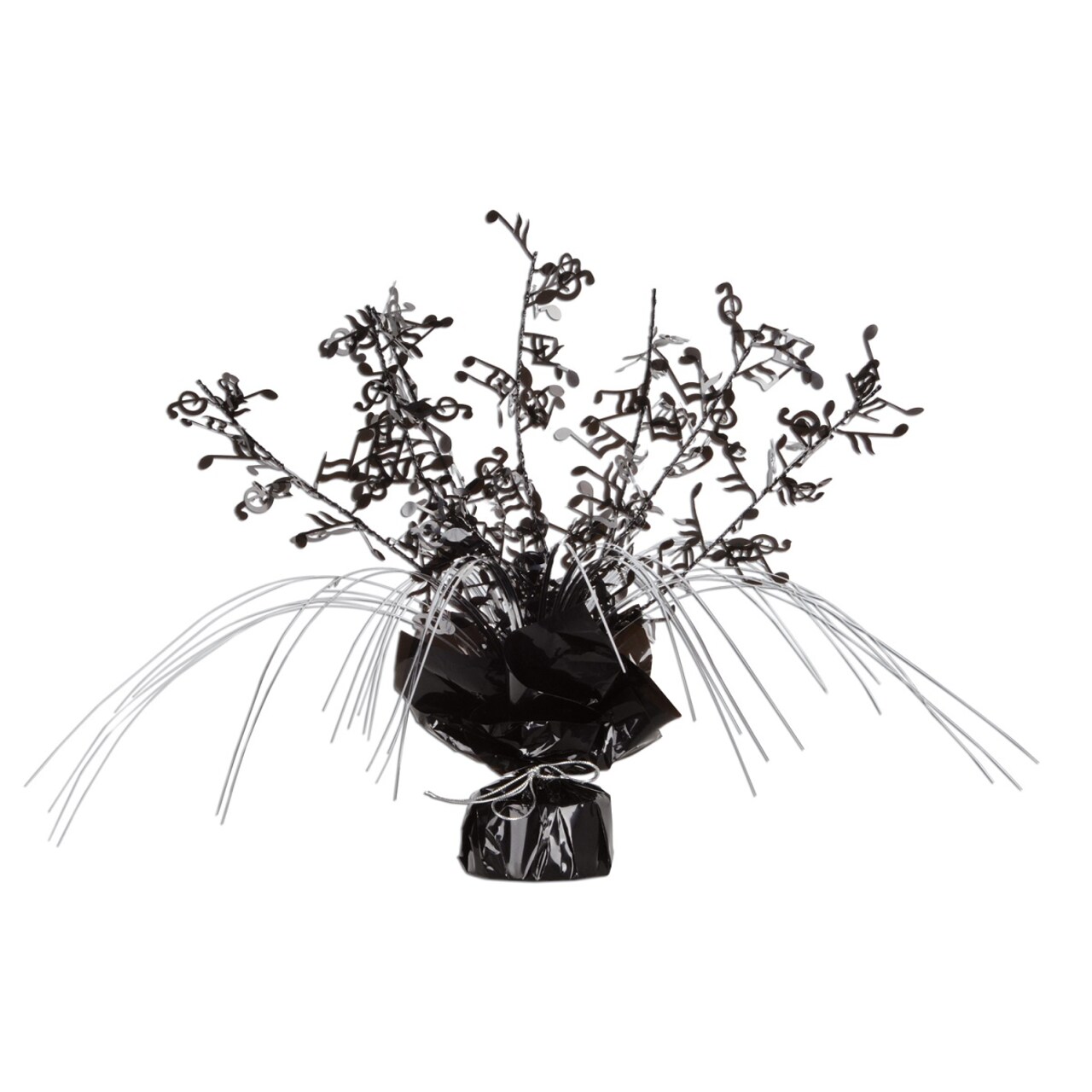 Party Central Club Pack of 12 Musical Notes Cascading Foil Black, and Silver Gleam 'N Spray Centerpieces 11''